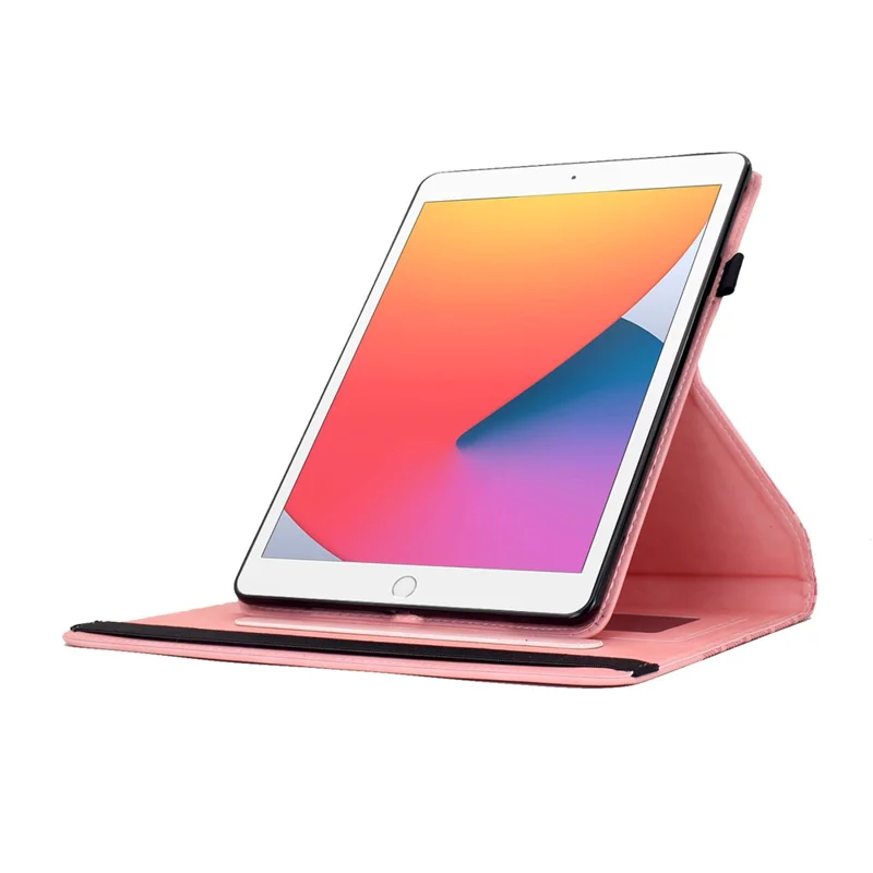 Support de rotation en blocs de construction Étui en cuir imprimé pour iPad 10,2 pouces (2021) / (2020) / (2019) / Air 10,5 pouces (2019) / Pro 10,5 pouces (2017) - Rose