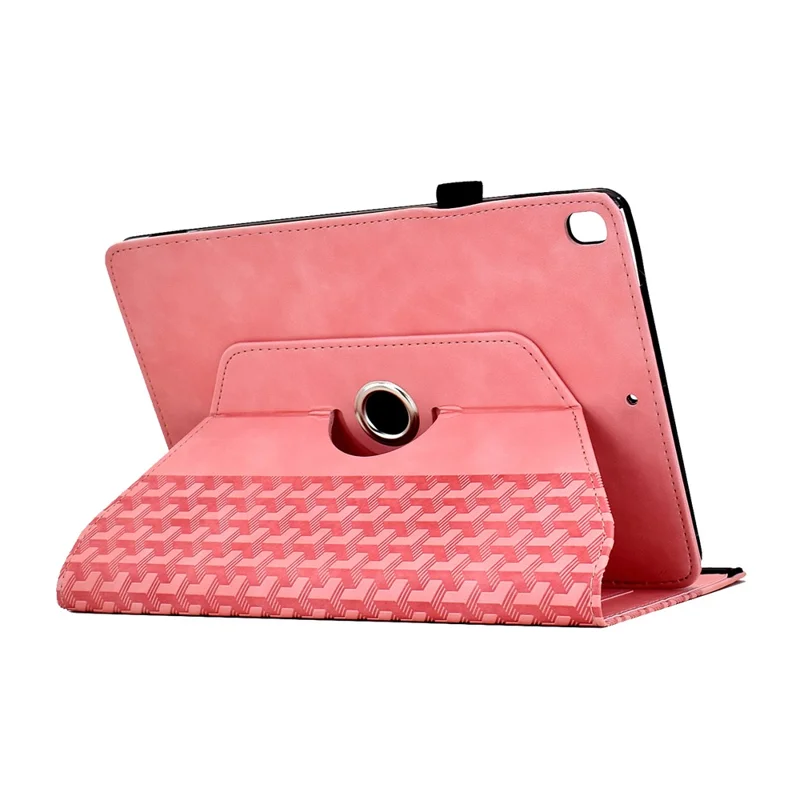 Support de rotation en blocs de construction Étui en cuir imprimé pour iPad 10,2 pouces (2021) / (2020) / (2019) / Air 10,5 pouces (2019) / Pro 10,5 pouces (2017) - Rose