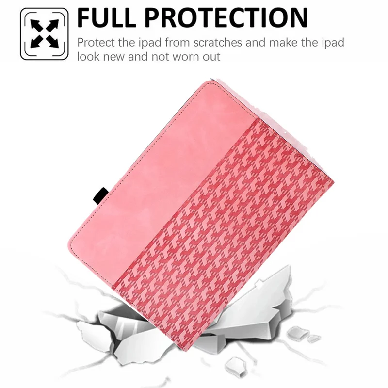 Support de rotation en blocs de construction Étui en cuir imprimé pour iPad 10,2 pouces (2021) / (2020) / (2019) / Air 10,5 pouces (2019) / Pro 10,5 pouces (2017) - Rose