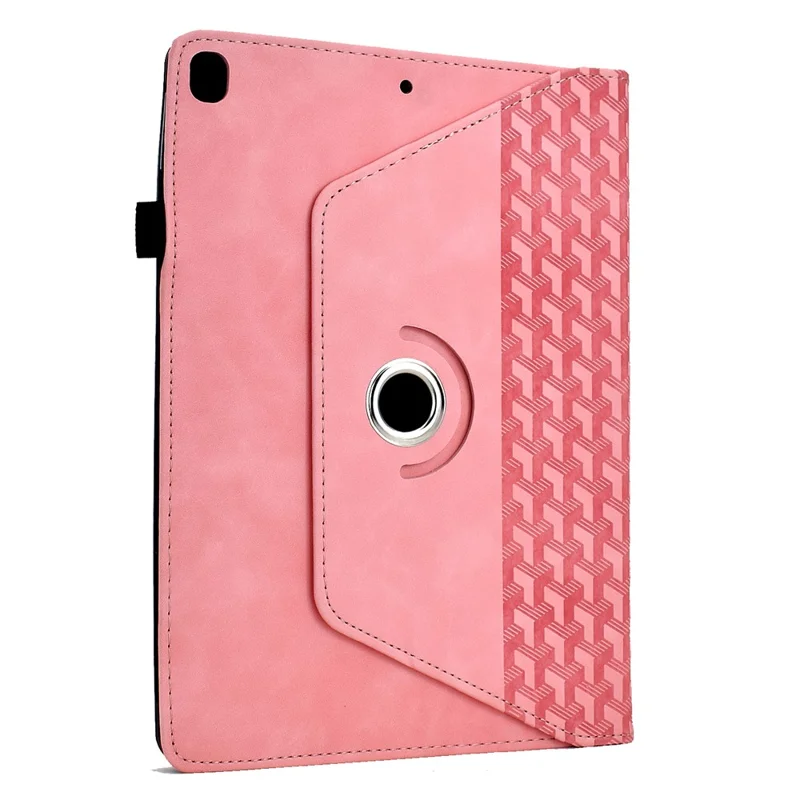 Support de rotation en blocs de construction Étui en cuir imprimé pour iPad 10,2 pouces (2021) / (2020) / (2019) / Air 10,5 pouces (2019) / Pro 10,5 pouces (2017) - Rose