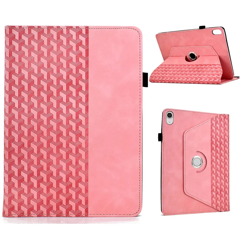 Funda para iPad (2025) / 10,9 (2022) con Soporte Giratorio de Bloques de Construcción en Cuero Impreso - Rosa