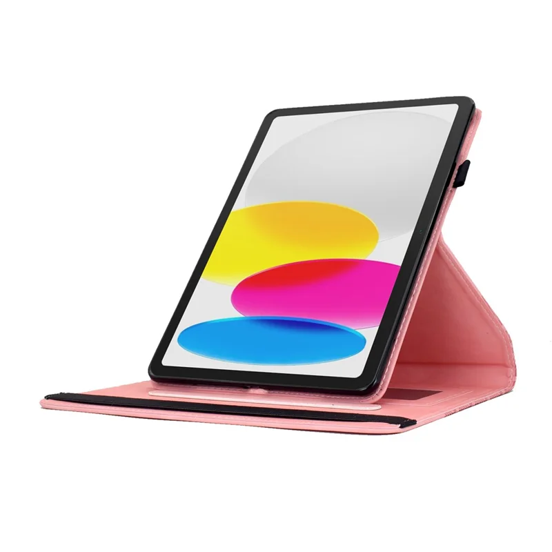 Funda para iPad (2025) / 10,9 (2022) con Soporte Giratorio de Bloques de Construcción en Cuero Impreso - Rosa
