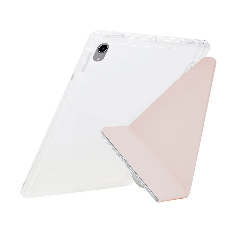 For iPad mini (2024)  /  (2021) Case Y-Fold Stand Glitter Leather TPU Acrylic Clear Tablet Cover - Rose Gold