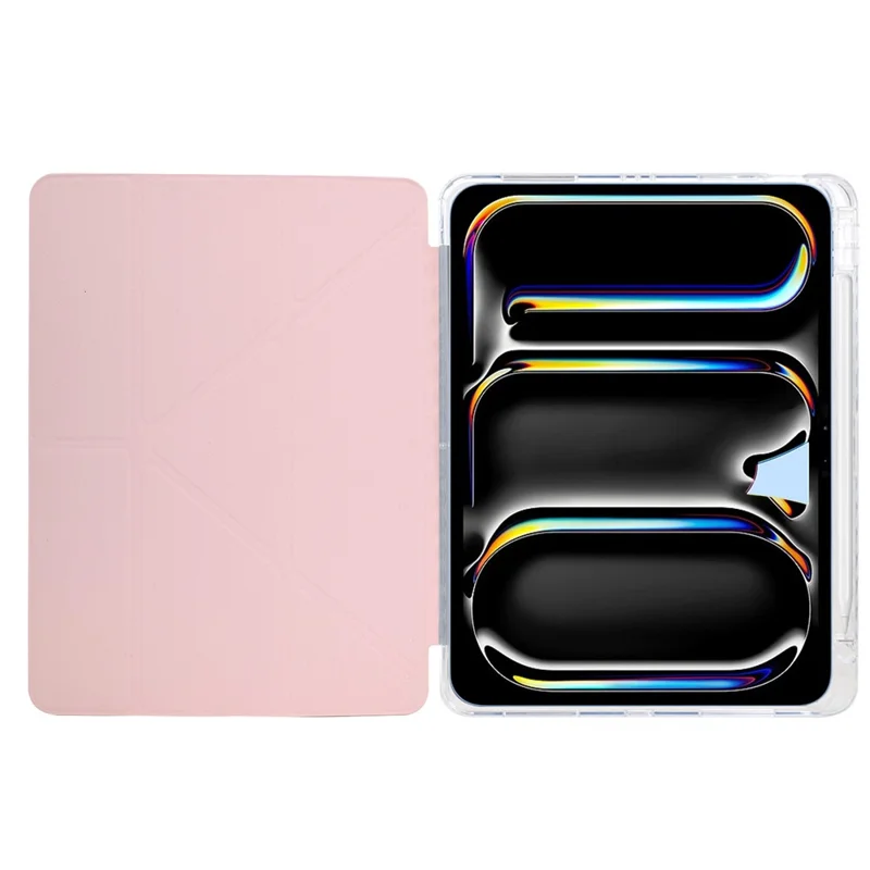 Hülle für iPad Pro 11 (2024) Y-Fold Ständer Glitzer Leder TPU Acryl Transparente Tablet Schutzhülle - Roségold