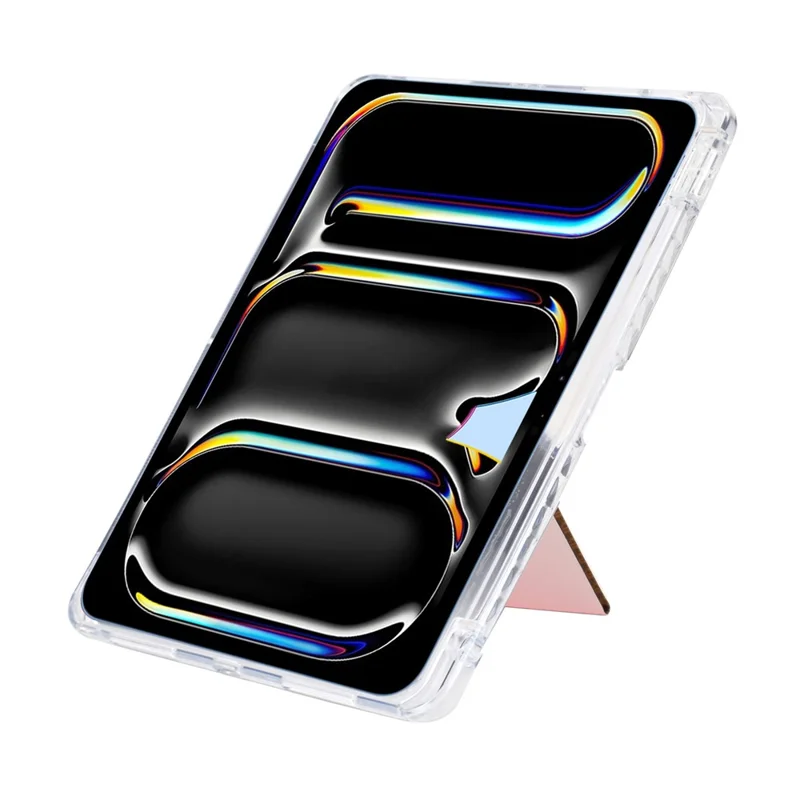 Hülle für iPad Pro 11 (2024) Y-Fold Ständer Glitzer Leder TPU Acryl Transparente Tablet Schutzhülle - Roségold