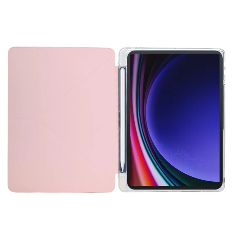 Tablet Case For Samsung Galaxy Tab S10 FE  /  S9 FE  /  S9 Y-Fold Stand Glitter Leather TPU Acrylic Clear Cover - Rose Gold