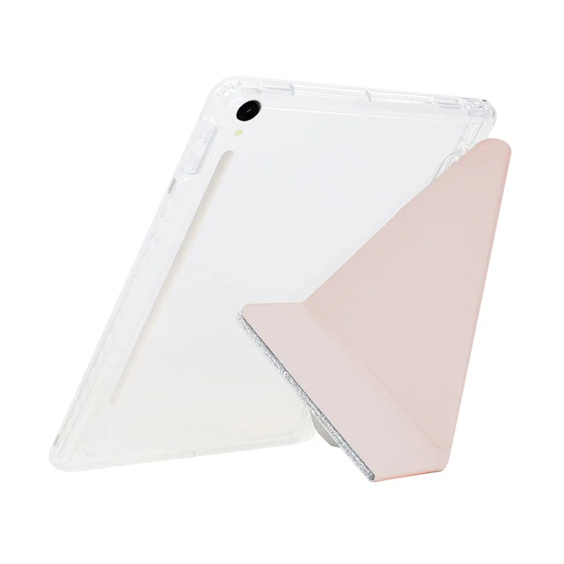 Tablet Case For Samsung Galaxy Tab S10 FE  /  S9 FE  /  S9 Y-Fold Stand Glitter Leather TPU Acrylic Clear Cover - Rose Gold
