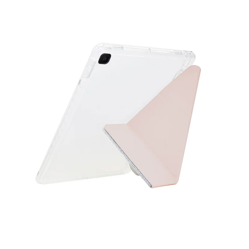 Чехол для планшета Samsung Galaxy Tab S6 Lite (2024) / (2022) / (2020) P610 P615 Y-образная подставка, с блестками, кожаный, TPU и акриловый прозрачный чехол - Розовое золото