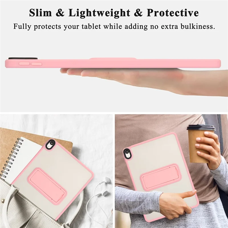 For iPad Air 13 (2025) / (2024) Case with Kickstand TPU + PC Skin-Touch Tablet Cover - Pink