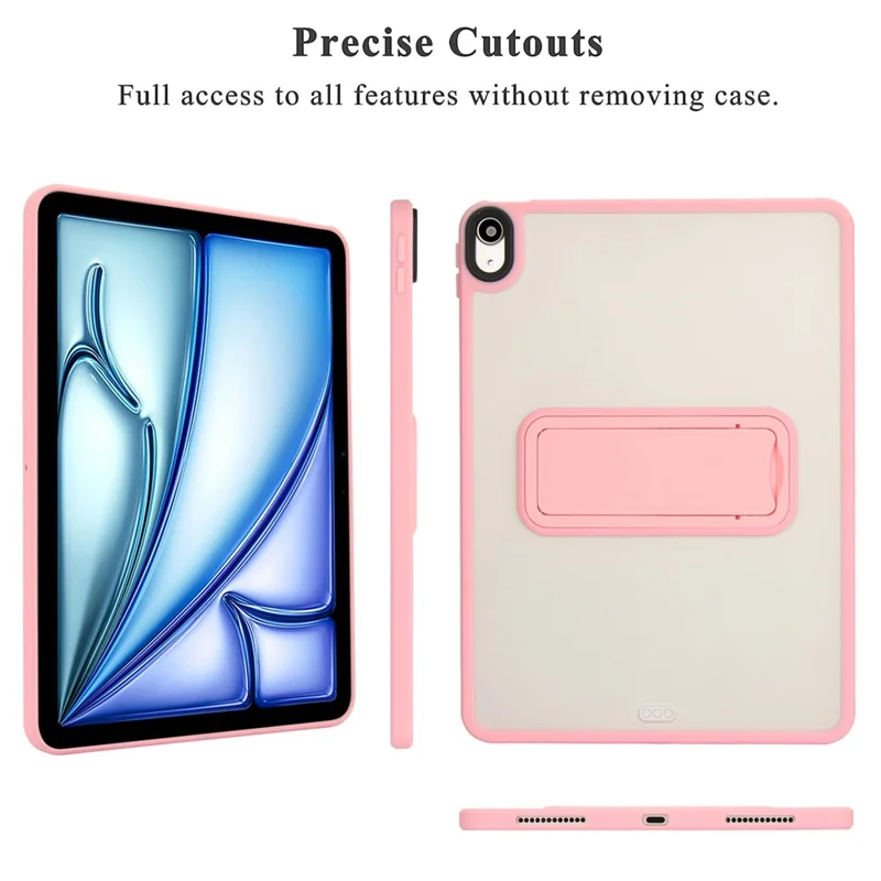For iPad Air 13 (2025) / (2024) Case with Kickstand TPU + PC Skin-Touch Tablet Cover - Pink