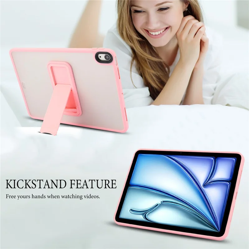 For iPad Air 13 (2025) / (2024) Case with Kickstand TPU + PC Skin-Touch Tablet Cover - Pink