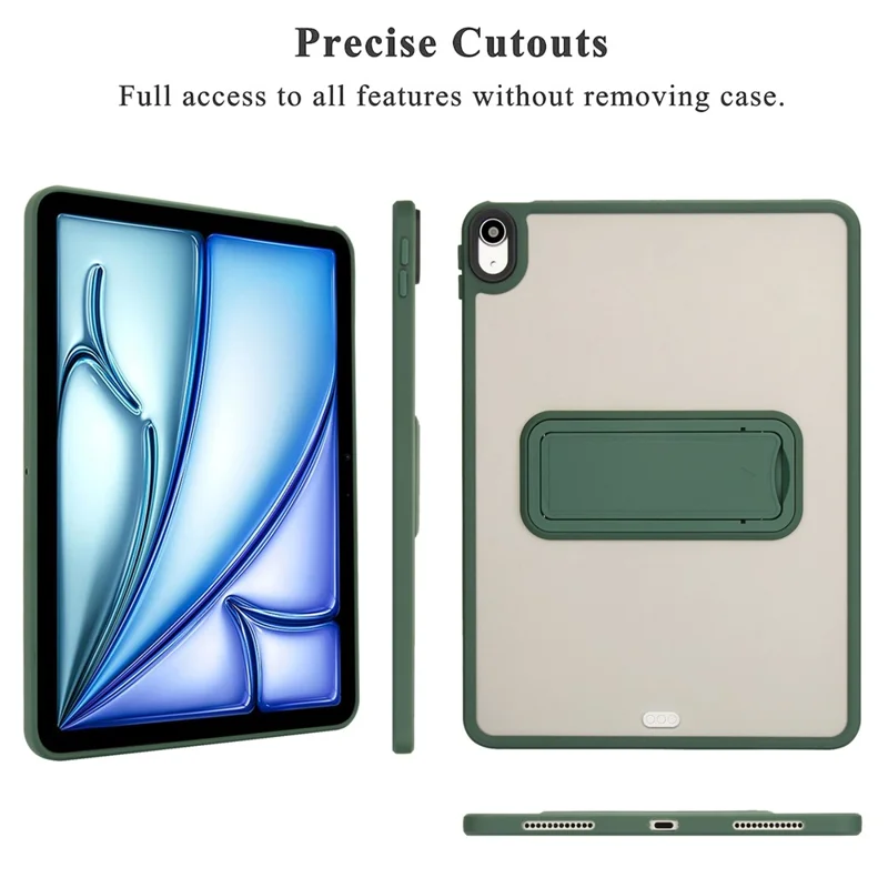 For iPad Air 13 (2026) / (2025) / (2024) Case with Kickstand TPU + PC Skin-Touch Tablet Cover - Green
