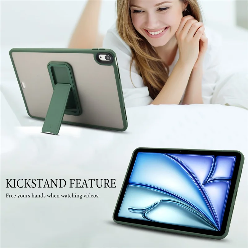 For iPad Air 13 (2026) / (2025) / (2024) Case with Kickstand TPU + PC Skin-Touch Tablet Cover - Green
