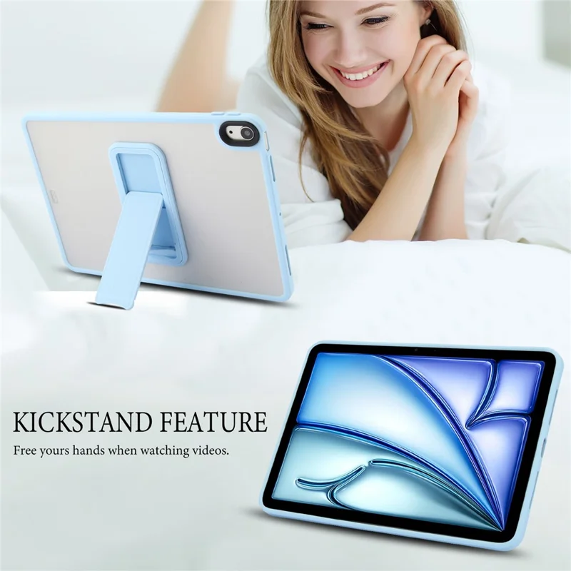 For iPad Air 13 (2026) / (2025) / (2024) Case with Kickstand TPU + PC Skin-Touch Tablet Cover - Baby Blue