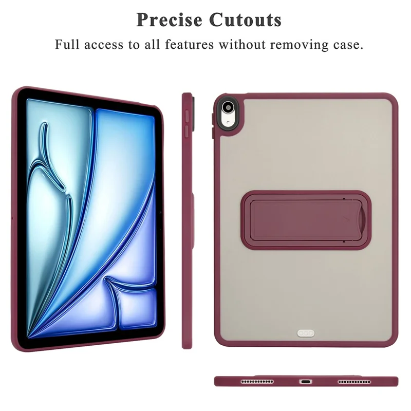 For iPad Air 13 (2026) / (2025) / (2024) Case with Kickstand TPU + PC Skin-Touch Tablet Cover - Wine Red