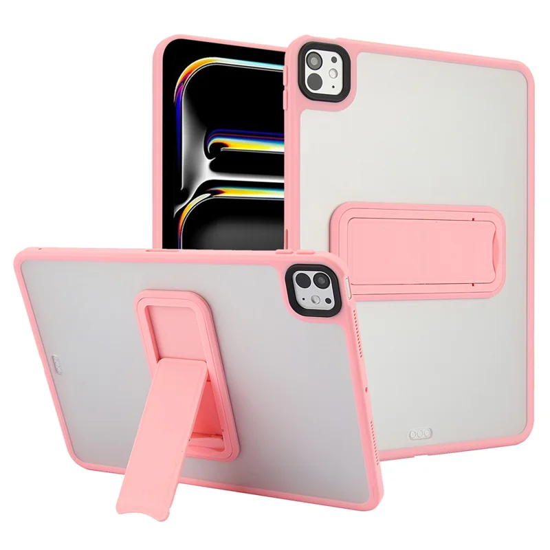 For iPad Pro 13 (2024) Case with Kickstand TPU + PC Skin-Touch Tablet Cover - Pink