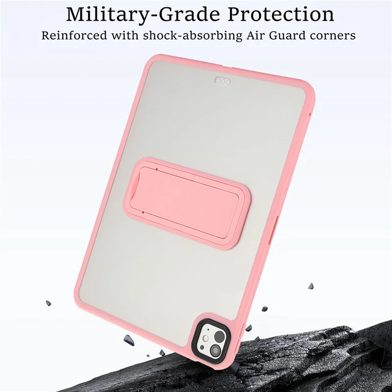 For iPad Pro 13 (2024) Case with Kickstand TPU + PC Skin-Touch Tablet Cover - Pink