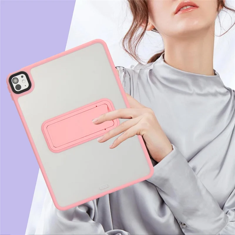 For iPad Pro 13 (2024) Case with Kickstand TPU + PC Skin-Touch Tablet Cover - Pink