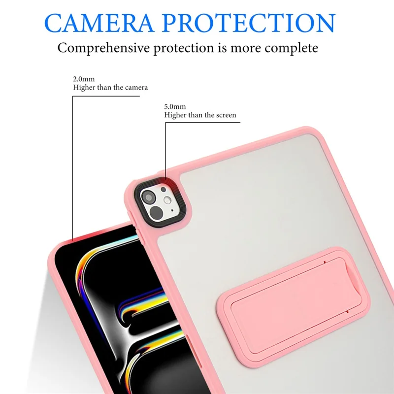 For iPad Pro 13 (2024) Case with Kickstand TPU + PC Skin-Touch Tablet Cover - Pink