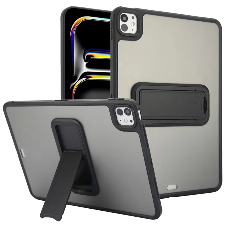 For iPad Pro 13 (2025) / 13 (2024) Case with Kickstand TPU + PC Skin-Touch Tablet Cover - Black