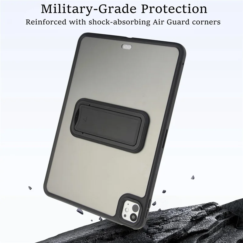 For iPad Pro 13 (2025) / 13 (2024) Case with Kickstand TPU + PC Skin-Touch Tablet Cover - Black