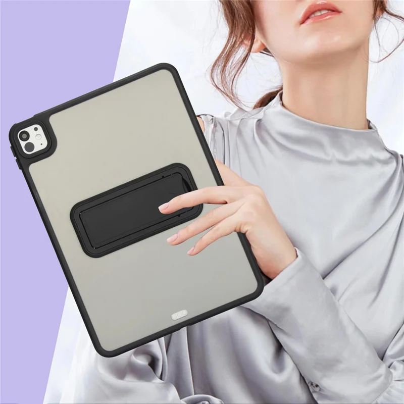 For iPad Pro 13 (2025) / 13 (2024) Case with Kickstand TPU + PC Skin-Touch Tablet Cover - Black