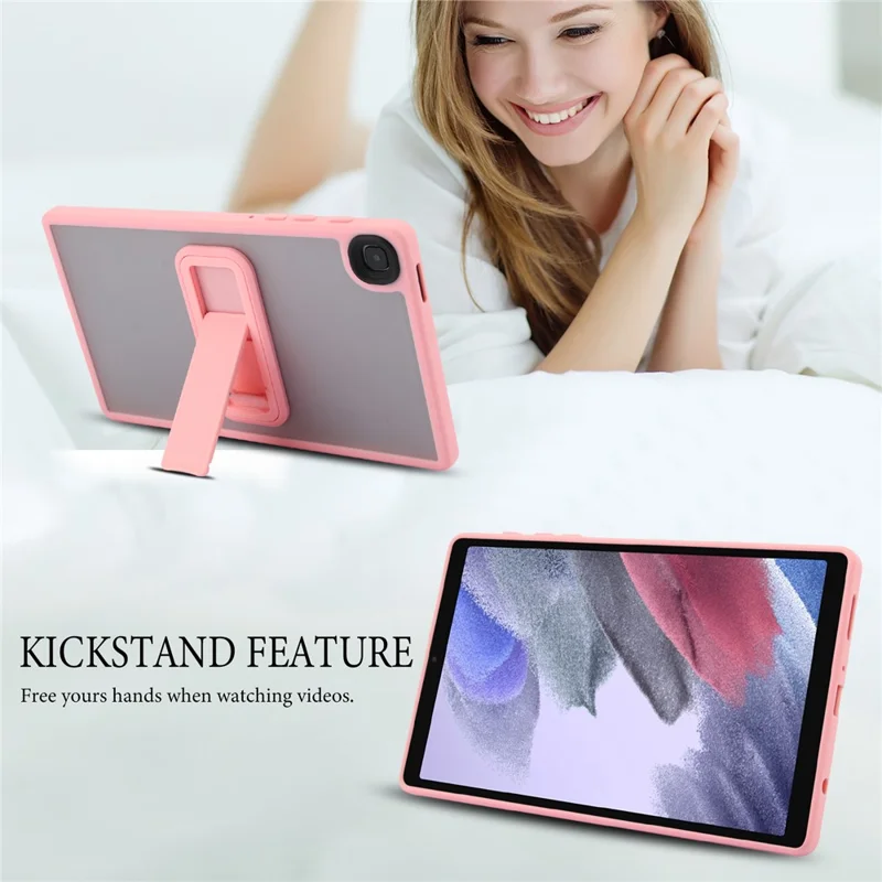 For Samsung Galaxy Tab A7 Lite 8.7-inch Case with Kickstand TPU + PC Skin-Touch Tablet Cover - Pink