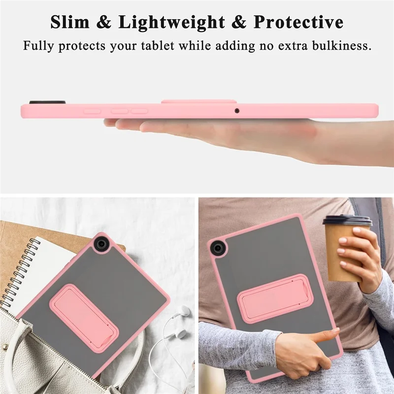 Cover per Samsung Galaxy Tab A9+ con Supporto Pieghevole in TPU + PC - Effetto Soft-Touch - Rosa