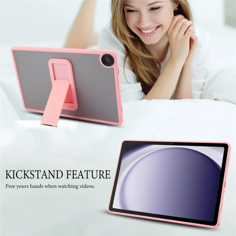 Cover per Samsung Galaxy Tab A9+ con Supporto Pieghevole in TPU + PC - Effetto Soft-Touch - Rosa