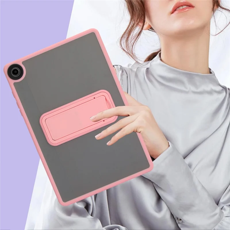 Cover per Samsung Galaxy Tab A9+ con Supporto Pieghevole in TPU + PC - Effetto Soft-Touch - Rosa