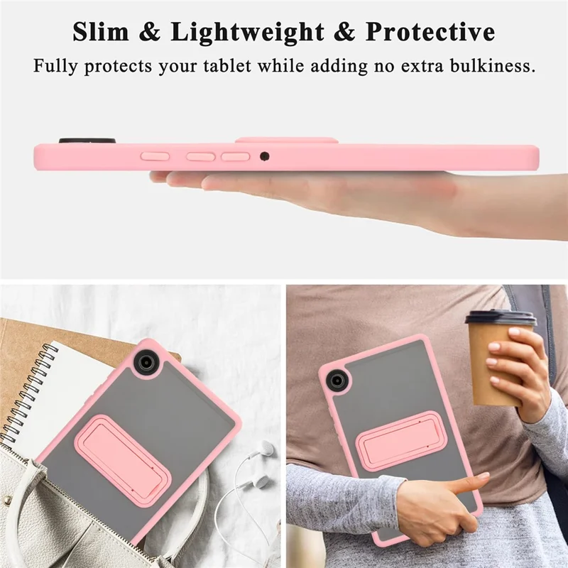 Funda para Samsung Galaxy Tab A9 con soporte TPU + Cubierta de piel táctil de PC - Rosa