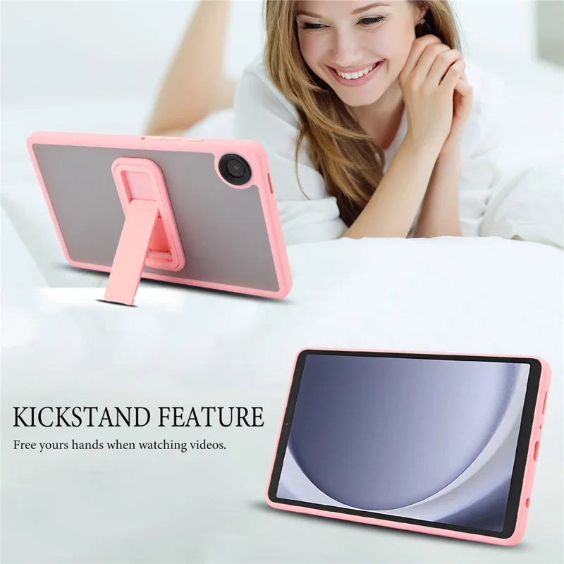 Funda para Samsung Galaxy Tab A9 con soporte TPU + Cubierta de piel táctil de PC - Rosa