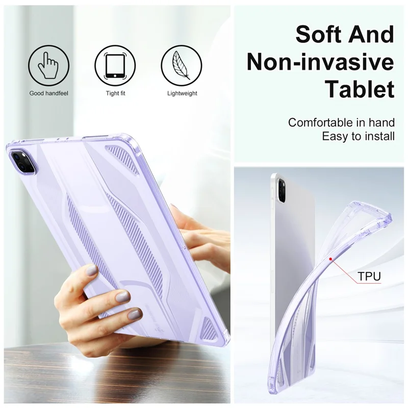 Hülle für iPad Pro 11 (2024) Stoßfeste Klare TPU Tablet Schutzhülle - Transparent Lila