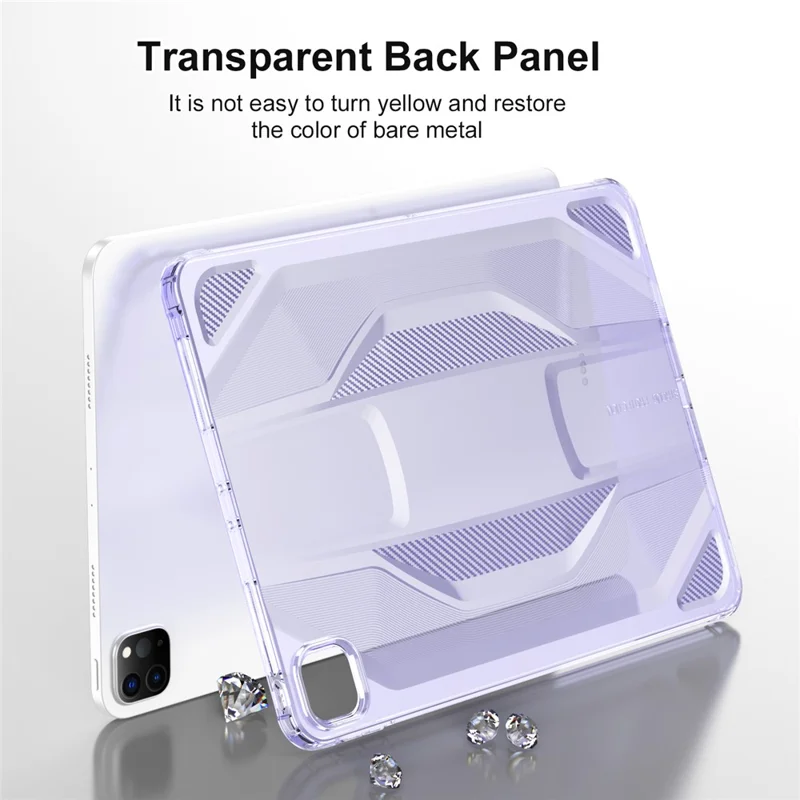 Hülle für iPad Pro 11 (2024) Stoßfeste Klare TPU Tablet Schutzhülle - Transparent Lila