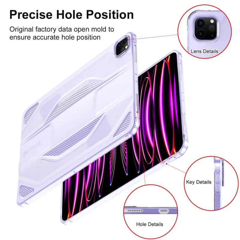 Hülle für iPad Pro 11 (2024) Stoßfeste Klare TPU Tablet Schutzhülle - Transparent Lila
