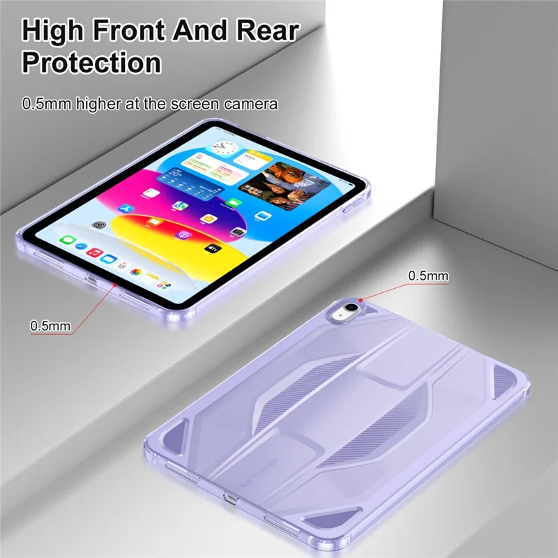 Étui pour iPad (2025) / iPad 10,9 (2022) Antichoc Transparent en TPU - Violet Transparent