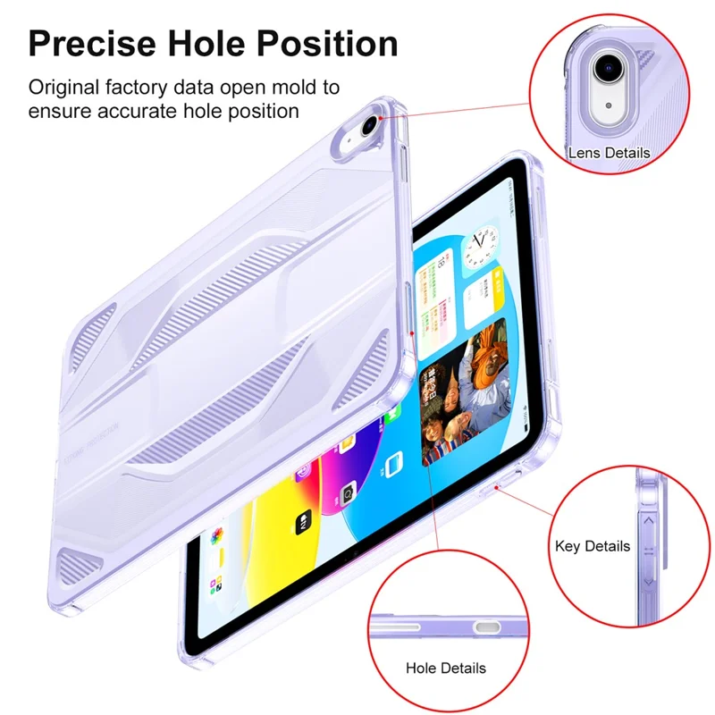 Étui pour iPad (2025) / iPad 10,9 (2022) Antichoc Transparent en TPU - Violet Transparent