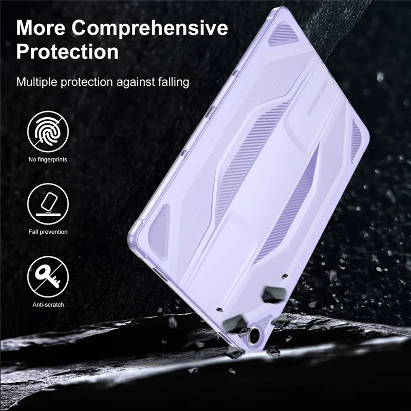 For Samsung Galaxy Tab A9+ Case Anti Drop Clear TPU Tablet Cover - Transparent Purple