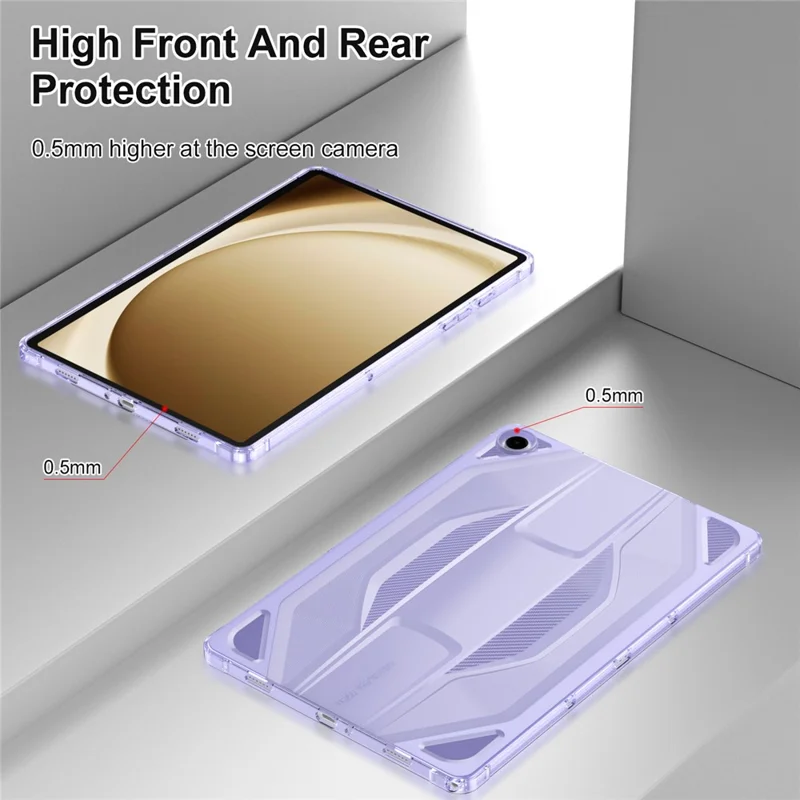 For Samsung Galaxy Tab A9+ Case Anti Drop Clear TPU Tablet Cover - Transparent Purple