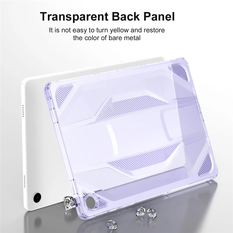 For Samsung Galaxy Tab A9+ Case Anti Drop Clear TPU Tablet Cover - Transparent Purple