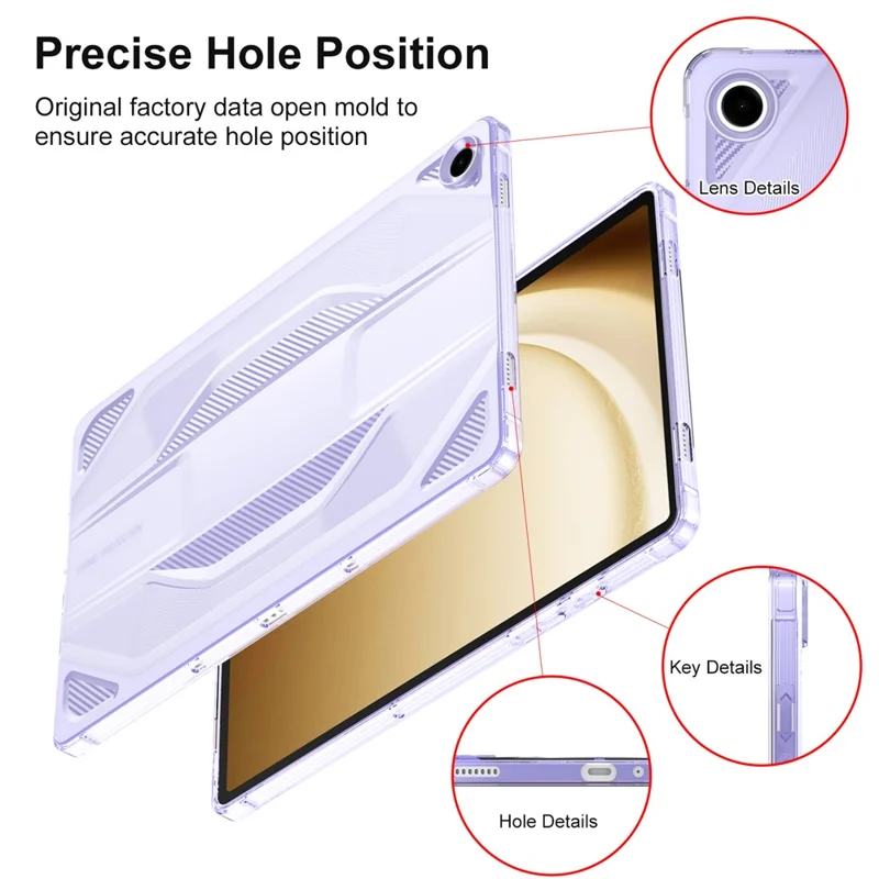 For Samsung Galaxy Tab A9+ Case Anti Drop Clear TPU Tablet Cover - Transparent Purple