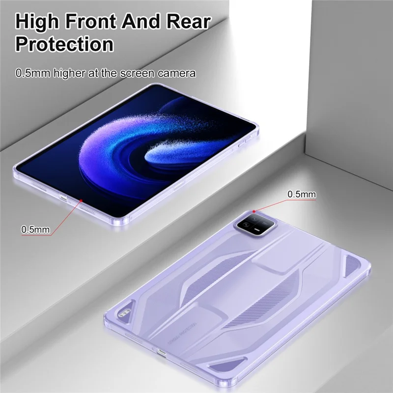 Capa para Xiaomi Pad 6 / Pad 6 Pro Antichoque Transparente em TPU - Roxo Transparente
