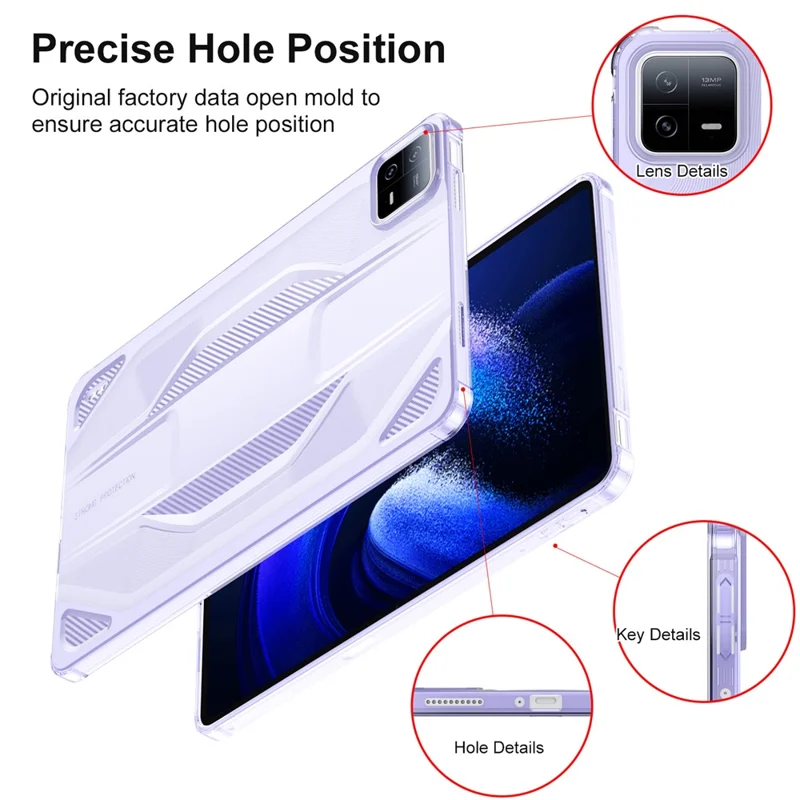 Capa para Xiaomi Pad 6 / Pad 6 Pro Antichoque Transparente em TPU - Roxo Transparente