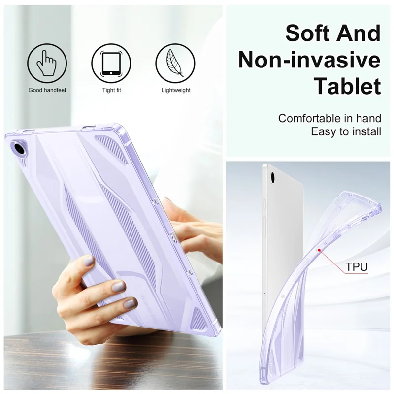 Чехол для Samsung Galaxy Tab A9 с защитой от падения, прозрачный TPU-чехол для планшета - Прозрачный фиолетовый