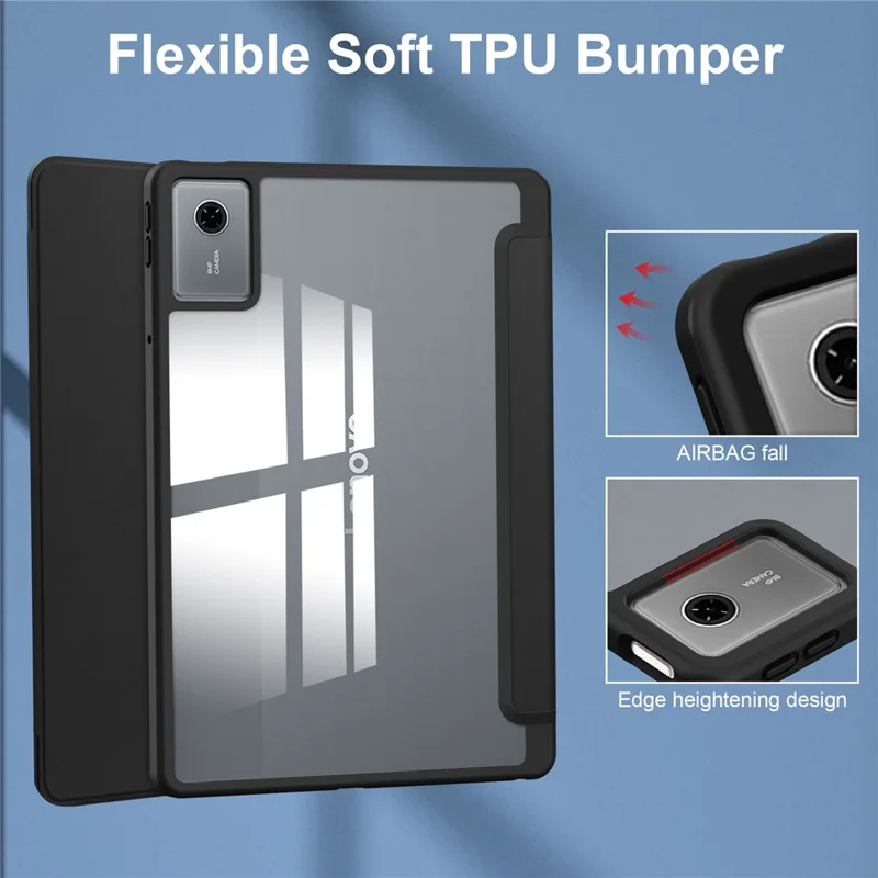 For Lenovo Xiaoxin Pad 11 2025  /  Idea Tab (TB336ZU  /  TB336FU) Case Clear Acrylic Leather Tablet Cover Support Auto Sleep  /  Wake - Black