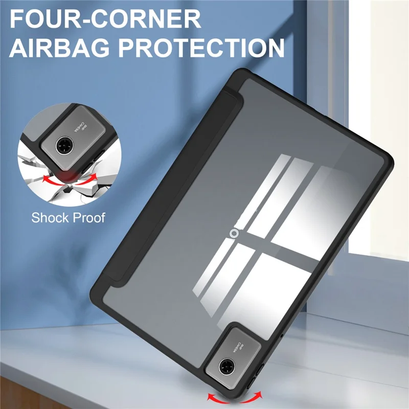 For Lenovo Xiaoxin Pad 11 2025  /  Idea Tab (TB336ZU  /  TB336FU) Case Clear Acrylic Leather Tablet Cover Support Auto Sleep  /  Wake - Black