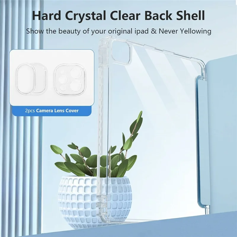 Tablet Case with Side Pencil Slot for iPad Air (2022) / (2020) Acrylic + TPU + PU Leather Flip Cover - Sky Blue