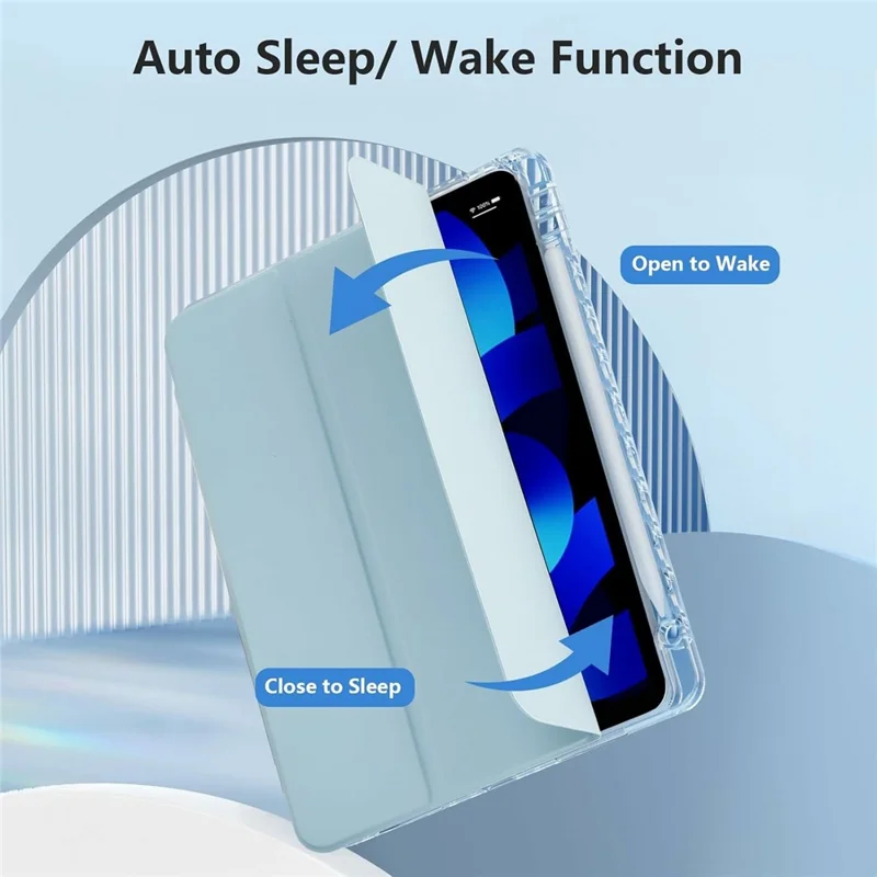 Tablet Case with Side Pencil Slot for iPad Air 11 (2025) / (2024) Acrylic + TPU + PU Leather Flip Cover - Sky Blue