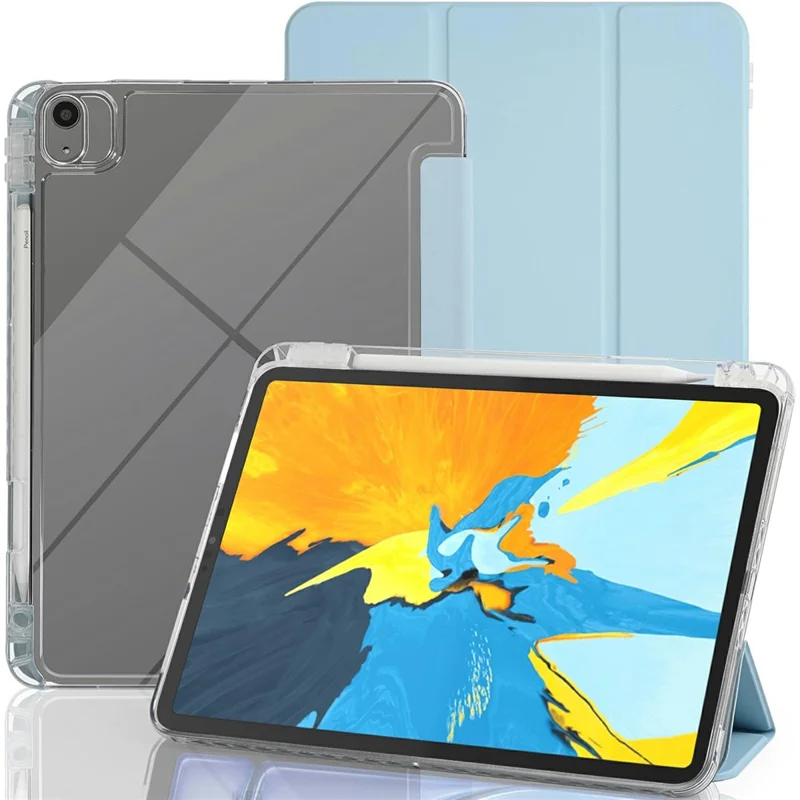 Capa para Tablet com Compartimento Lateral para Lápis para iPad Pro 11 (2022) / (2021) / (2020) / (2018) Acrílico + TPU + Couro PU Capa Flip - Azul Céu
