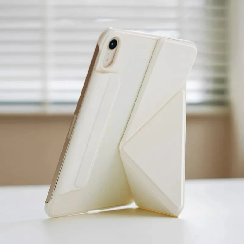 For iPad mini (2024) / (2021) Case Double-Sided Magnetic Closure Leather Smart Tablet Cover - Beige